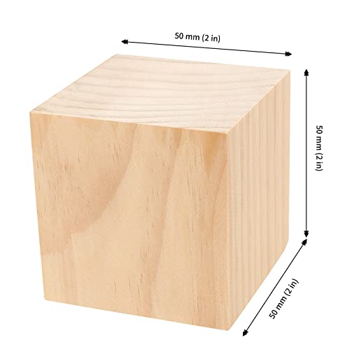 JAPCHET Pack of 60 Wooden Cubes, 2 Inch Natural Unfinished Wood Blocks, Blank Wood Cubes Blocks for DIY Crafts, Puzzle Making, Painting, Carving JAPCHET