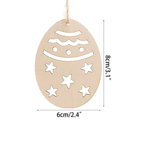 Anditoy 30 PCS Easter Wooden Hanging Ornaments Unfinished Wood Slices Eggs Easter Crafts for Kids DIY Easter Decorations Party Supplies Decor Anditoy