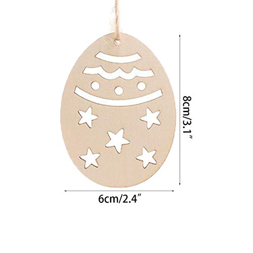 Anditoy 30 PCS Easter Wooden Hanging Ornaments Unfinished Wood Slices Eggs Easter Crafts for Kids DIY Easter Decorations Party Supplies Decor - WoodArtSupply