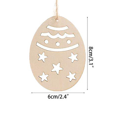 Anditoy 30 PCS Easter Wooden Hanging Ornaments Unfinished Wood Slices Eggs Easter Crafts for Kids DIY Easter Decorations Party Supplies Decor