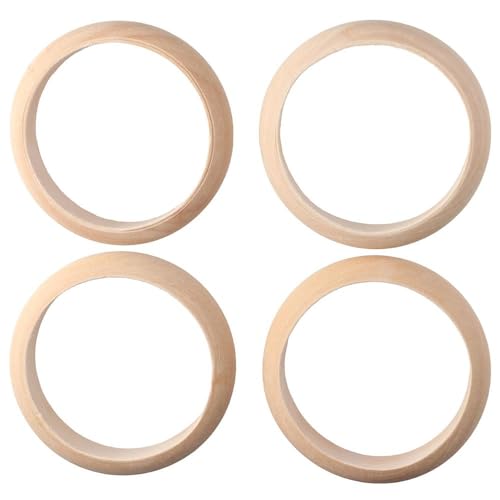 hobbyhub 4Pcs Unfinished Wood Blank Bangle Bracelets,3.4 x 1 Inch Natural Wooden Round Circles Large Wooden Ring for DIY Craft Making Painting hobbyhub