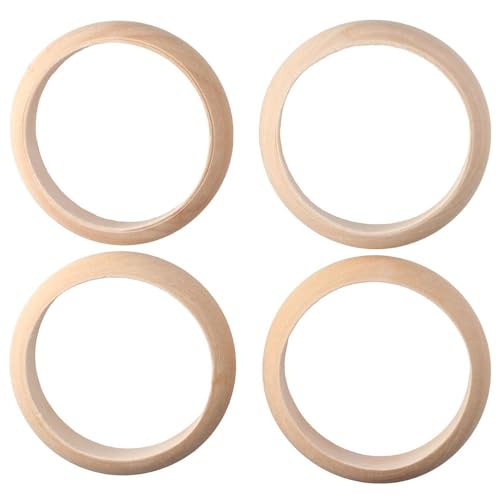 hobbyhub 4Pcs Unfinished Wood Blank Bangle Bracelets,3.4 x 1 Inch Natural Wooden Round Circles Large Wooden Ring for DIY Craft Making Painting - WoodArtSupply