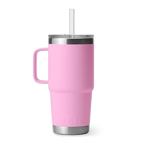 YETI Rambler 25 oz Straw Mug, Vacuum Insulated, Stainless Steel, Power Pink YETI