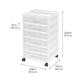 IRIS USA 6-Tier Scrapbook Storage Cart with Organizer Top for Papers, Vinyl, Office, Art and Crafting Supplies, White with 6 Clear Scrapbook Cases IRIS