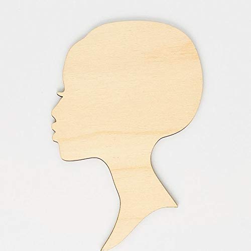 Texan Wood Crafts Small to Large Select your Size African Woman Women Face with Lashes Silhouette Head Unfinished Wood Laser Cut Cutout Shape DIY - WoodArtSupply