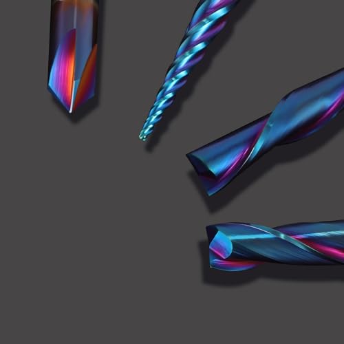 HQMaster CNC Router Bits 4pcs 1/4 Inch Shank Carving Bit Set for Wood Detail Profile V Groove Engraving Solid Carbide CNC Router Bit Collection HQMaster