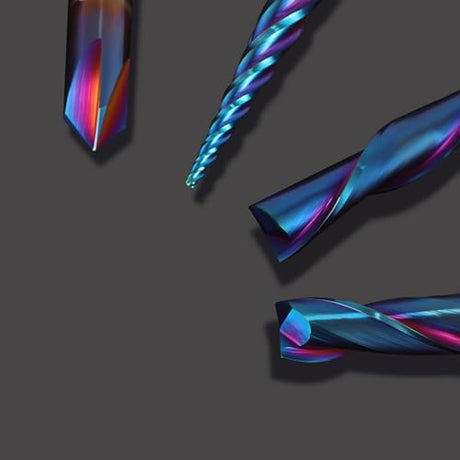 HQMaster CNC Router Bits 4pcs 1/4 Inch Shank Carving Bit Set for Wood Detail Profile V Groove Engraving Solid Carbide CNC Router Bit Collection HQMaster