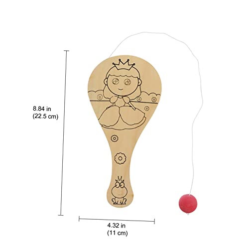 ibasenice 4Pcs Graffiti Blank Racket Unfinished Wooden Paddle Balls Wooden Paddle Ball Game Kids Painting Toy DIY Childrens Toys Toy for Kids Kid ibasenice