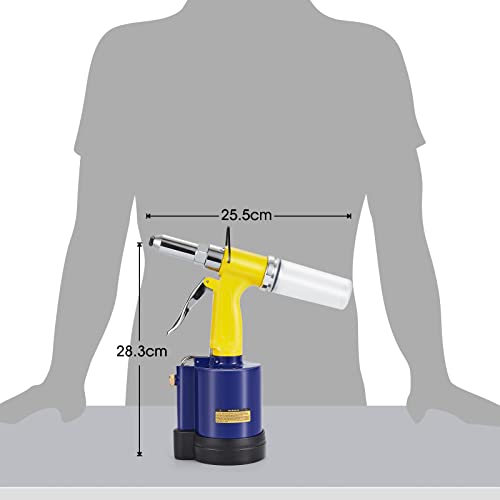 RZX Pneumatic Tool Air Riveter - 3/32", 1/8", 5/32", 3/16" and 1/4" Capacity with 50pcs Open End Blind Rivet (1) RZX