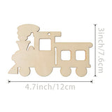 20pcs Unfinished Train Wood Ornaments Train Shape Blank Wood Natural Slices for DIY Crafts Christmas Holiday Wedding Birthday Party Decoration Zontween
