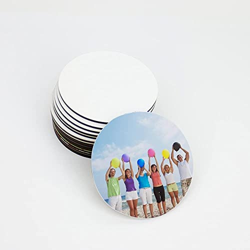 MR.R 10 Pieces Sublimation Blanks Round Cup MDF Coasters, Raw Wood Back Hardboard Sublimation Coasters Blanks,Absorbent Heat Transfer Cup Coasters MR.R