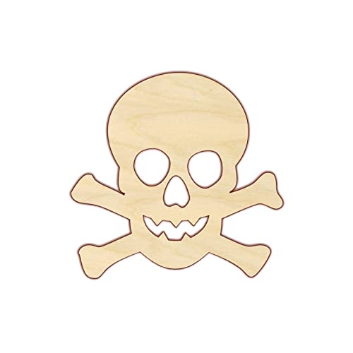 Skull and Crossbones Wood Craft,Unfinished Wooden Cutout Art,DIY Wood Sign, Inspirational Farmhouse Wall Plaque,Rustic Home Decor for Home Laundry Arupkeer