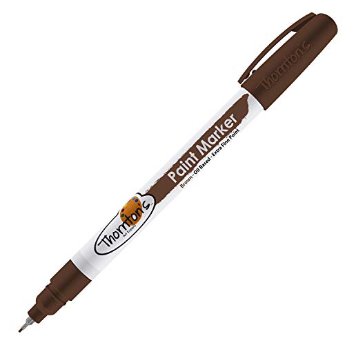 Thornton's Art Supply Vibrant Premium Oil-Based Paint Markers Pen Extra Fine Brown for Craft, Rock Painting | Safe for Kids | Write on Multi Surface - WoodArtSupply