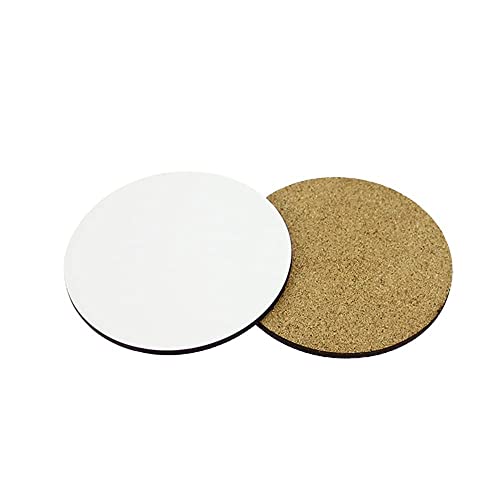 MR.R 10 Pieces Sublimation Blanks Round Cup MDF Coasters, Raw Wood Back Hardboard Sublimation Coasters Blanks,Absorbent Heat Transfer Cup Coasters MR.R