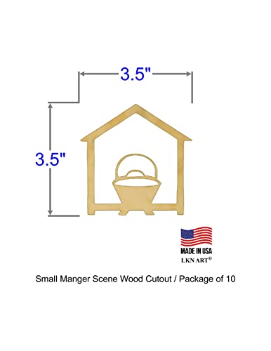 Unfinished Manger Scene Wood Cutout Available in a Variety of Sizes and Thicknesses (1/8" Thickness, Small 3.5" x 3.5" (Package of 10)) - WoodArtSupply