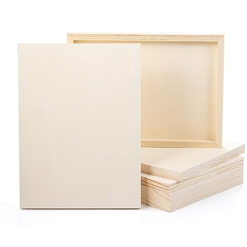 Frcctre 6 Pack 9 x 12 Inch Wood Canvas Panels, Unfinished Wooden Canvas Boards Wood Cradled Painting Panel Boards for Pouring, Art, DIY Crafts, - WoodArtSupply