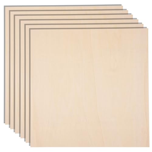 12 Pack 12 x 12 x 1/4 Inch-6mm Thick Basswood Sheets for Crafts Unfinished Plywood Sheets Boards Square Crafts Wood Sheets for DIY Laser Projects, AWIZOM