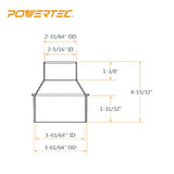 POWERTEC 70386 4" x 20' PVC Dust Collection Hose Flexible Clear with 4" Hose to 2-1/2" Hose Cone Reducer for Woodworking and Shop Vacuum, Dust POWERTEC