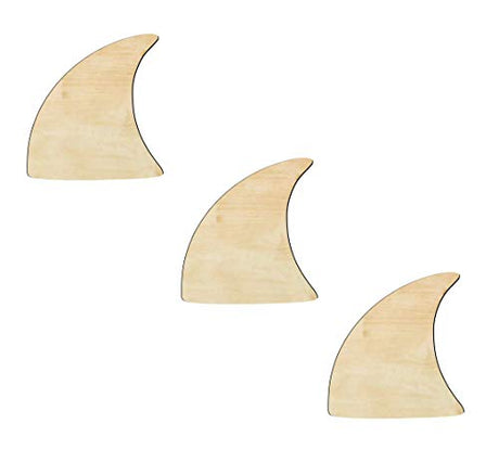 3 Pack of 6 inch Shark fin, Shark Wood cutouts, Unfinished Shark fin wood cutout, DIY Craft wooden cutout Generic