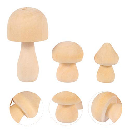 Milisten Mini Dolls 9 Pcs Doodle White Mushroom Kids Painting Wood Mushroom Party Decorations Mushroom Decor Mushroom Figure Decor Unfinished Wood