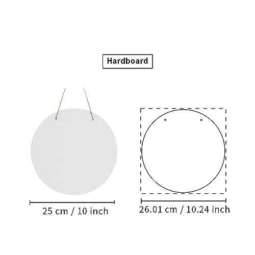 PYD Life 6 Pack 10" Round Sublimation Door Hanger Blanks White Hardboard MDF Wood Blanks Wall Hanging for Heat Press Machine Printing PYD Life