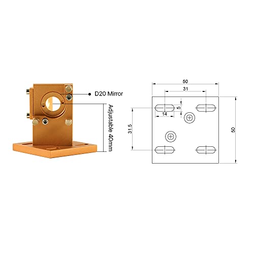 Cloudray K Series Head SetB2 with Mirrors and Lens D18 FL50.8 for K4060 Co2 Lazer Engraver Engraving Machine(Gold) - WoodArtSupply