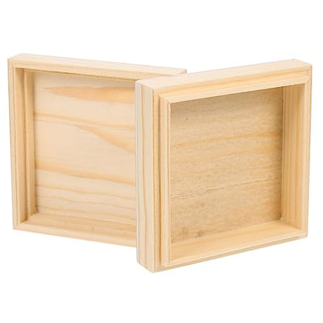 COHEALI Wooden Box Jewelry Storage Case Unfinished Jewelry Organizer Portable Jewelry Case Earring Showcase Vintage Jewelry Case Wood Trinket COHEALI