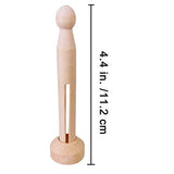 Winlyn 50 Sets Unfinished Wood Doll Pins Doll Clothespins Wooden Round Peg Wood Clothespins and Stands Craft Supplies for DIY Art Painting Projects Winlyn