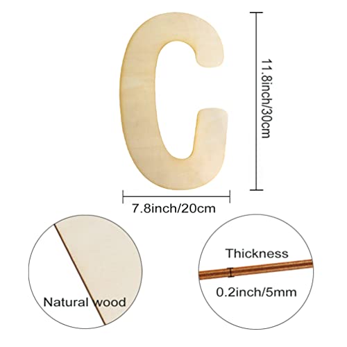 Wooden Letters C Large Wooden Letters 12 Inch Unfinished Wood Letters for Wall Decor Crafts Blank Big Alphabet Board Painting Hanging Home Baby Longan Craft