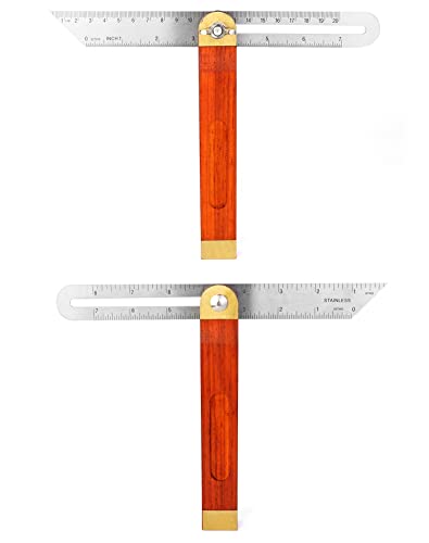 QWORK 9-Inch Stainless Steel T-Bevel Gauge Angle Finder, Metric and Inch Measurements, Sliding Angle Ruler Woodworking T Bevel Angle Finder with