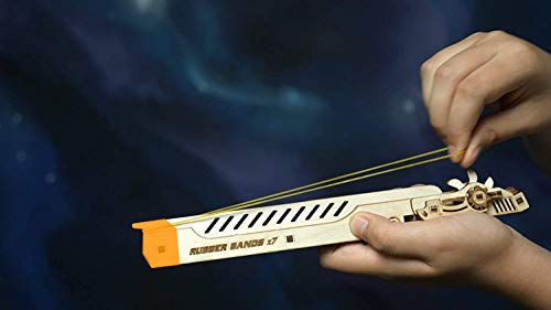 Wood Trick Cyber Gun 3D Wooden Puzzle - Rubber Band Gun Pistol - Shoots up to 20 feet - Wood Model Kit for Adults and Kids to Build - 14+ Wood Trick