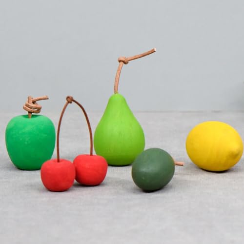 SEWACC 6pcs Unfinished Wood Fruits Wooden Fruit Shapes Pear Lemon Apples Cherry Wooden Cutout Wood Pieces for Wooden Craft DIY Projects Gift Tags