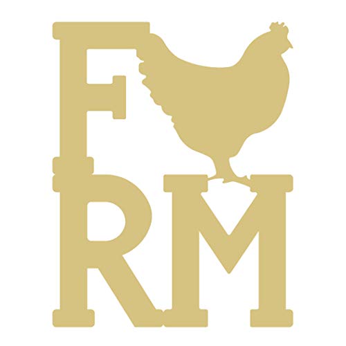 Farm Chicken Cutout Unfinished Wood Farm Country Door Hanger MDF Shape Canvas Style 1 (6") Diverse Woodworking