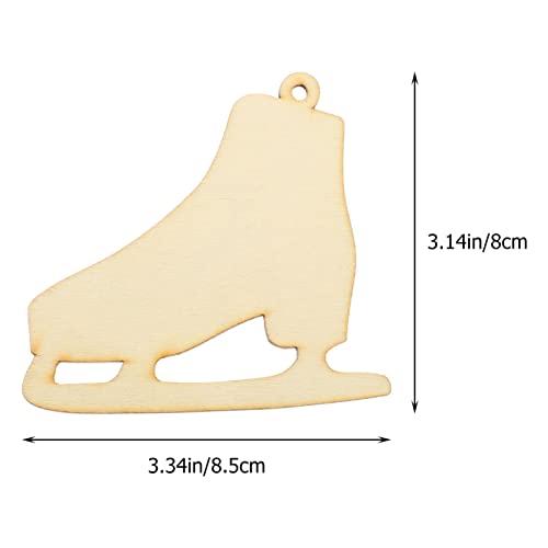 MILISTEN 20 Sets Wooden Christmas Ice Skates Cutouts, Unfinished Wood Boots Cutouts, Boots Shaped Ornaments for DIY Blank Slices to Paint and