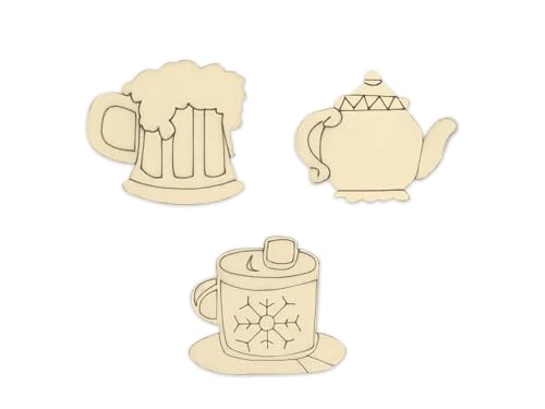 Sweet Beverage - Unfinished Laser Cut Out Wooden Shapes for Crafting - Natural Wood - 15 Pieces Forever in Time
