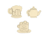 Sweet Beverage - Unfinished Laser Cut Out Wooden Shapes for Crafting - Natural Wood - 15 Pieces Forever in Time