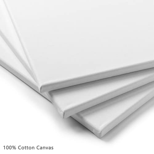  Pre Stretched Cotton Canvas, 12x12 Inch, 7 Pack of Triple  Primed Blank White Artists Canvases, Art Supplies for Painting, Acrylics,  and Oil Paint
