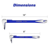 WORKPRO 2-Piece Nail Puller Set, 12” Pry Bar, 8” Mini Crowbar, Cats Paw Nail Remover, Claw Bar, for Kitchen Remodel, Prying Apart Baseboard, WORKPRO