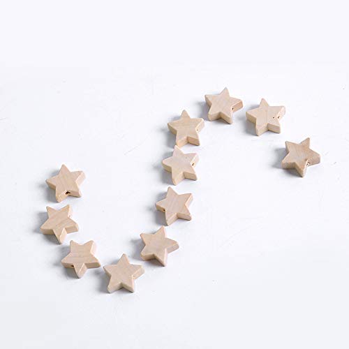 100Pcs Natural Wood Beads Star Shape Unfinished Wooden Loose Beads Spacer Beads with Hole for Crafts DIY Jewelry Making, 20MM