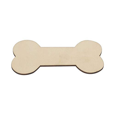 24pcs Bone Shaped Wooden Cutouts Unfinished Wood Dog Bone Wood DIY Craft Embellishments Gift Ornaments Decoration, 4.1x2.2 in JANOU