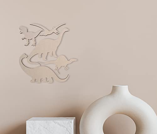 Wooden Dinosaurs for Kids Rooms Cutout (5 Pack) - Cutout, Home Decor, Unfinished and Available from 12 to 36 Inches - WoodArtSupply