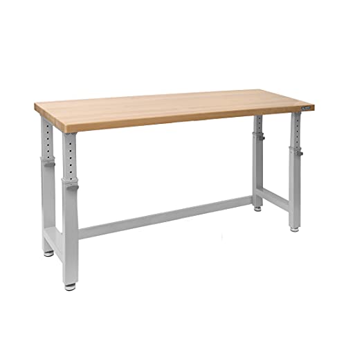 Seville Classics Heavy-Duty Wood Top Workbench Height Adjustable Desk, 72", Granite Grey - WoodArtSupply