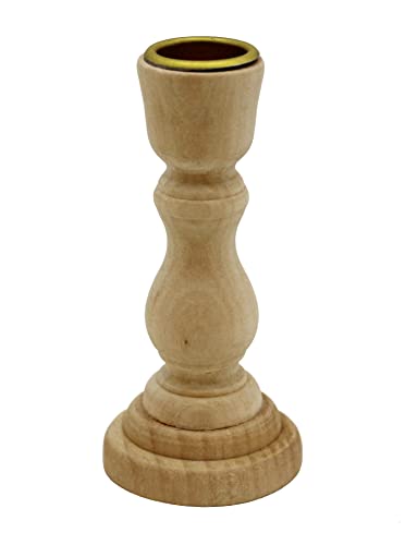 4 Inch Tall Unfinished Wooden Candlesticks with Metal Candle Holder Cup Center - Wholesale Pack of 6 Creative Hobbies