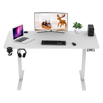 LCVXYERQ 55x24inch Adjustable Desk Electric Standing Desk Sit Stand up Desk Height Adjustable Home Office Workstation Memory Preset with Splice Table - WoodArtSupply