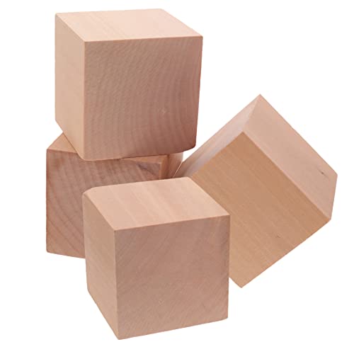 Kisangel 8 Pcs Blocks Solid Cube Wood Block Unfinished Wood Dice Unfinished Pine Cubes Unfinished Wooden Cubes Blank Wood Squares Blank Wood Dice