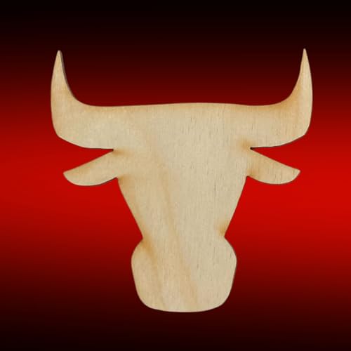 Unfinished Wood Bulls or Toros Cutouts Set of 24 - Shapes for Team Mascot Favors, Western Crafts, and DIY Projects (Size: 4 Inches W) Factory Direct Craft