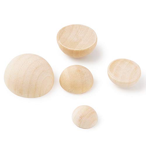 120pcs Half Round Wooden Balls Unfinished Wood Cabochons Split Wood Balls for DIY Decoration Craft Paint Ornaments (Burlywood, 14.5-29.5mm) - WoodArtSupply