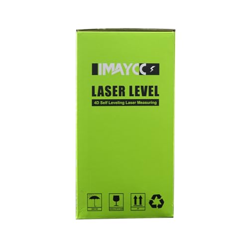 IMAYCC Laser Level, 4x360° Self Leveling Laser Level, 4D Cross Line Laser with Remote Control, Anti-fall Box, Multiple Stands, Rechargeable Batteries - WoodArtSupply