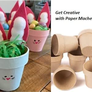 Paper Mache Flower Pots by Factory Direct Craft - (12 Natural Kraft) Unfinished Natural Papier Mache DIY Flowerpots Ready to Decorate, Decoupage, - WoodArtSupply