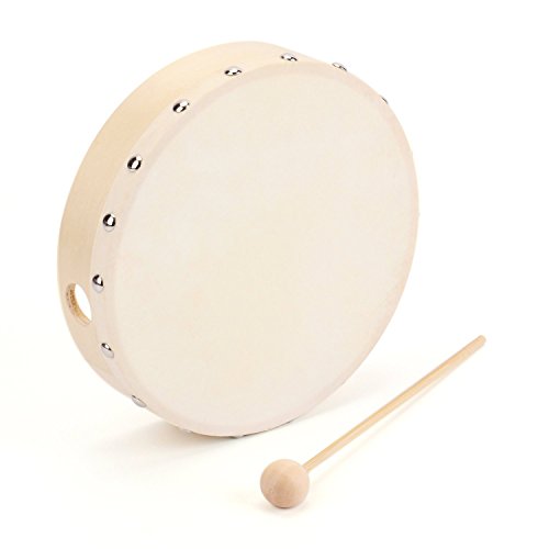 Foraineam 3 Pack 8 Inches Hand Drum Goatskin Drumhead Wood Frame Drum with Beater Foraineam